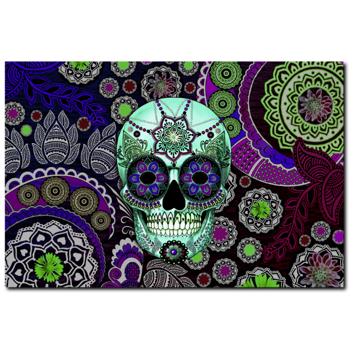 Purple Paisley Day of the Dead Canvas Prints - Sugar Skull Sombrero Night - Premium Canvas Gallery Wrap - Fusion Idol Arts - New Mexico Artist Christopher Beikmann