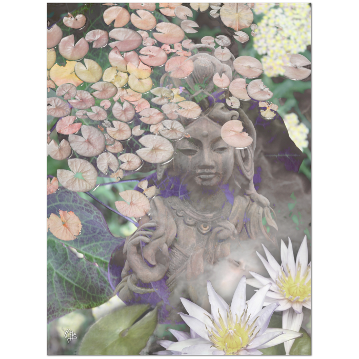 Pastel Kwan Yin Goddess and Lotus Flower Art Canvas - Reflections - Premium Canvas Gallery Wrap - Fusion Idol Arts - New Mexico Artist Christopher Beikmann