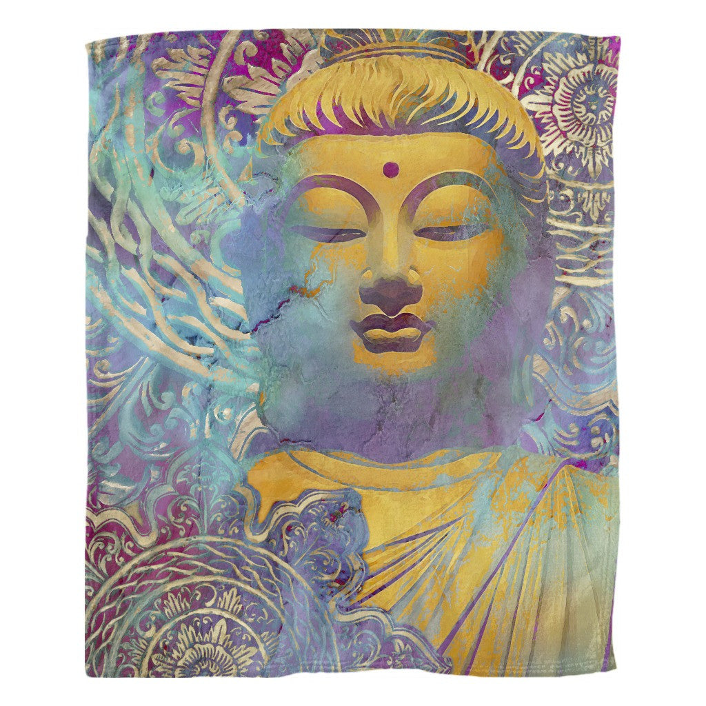 Colorful Modern Buddha Soft Fleece Blanket - Light of Truth - Fleece Blanket - Fusion Idol Arts - New Mexico Artist Christopher Beikmann