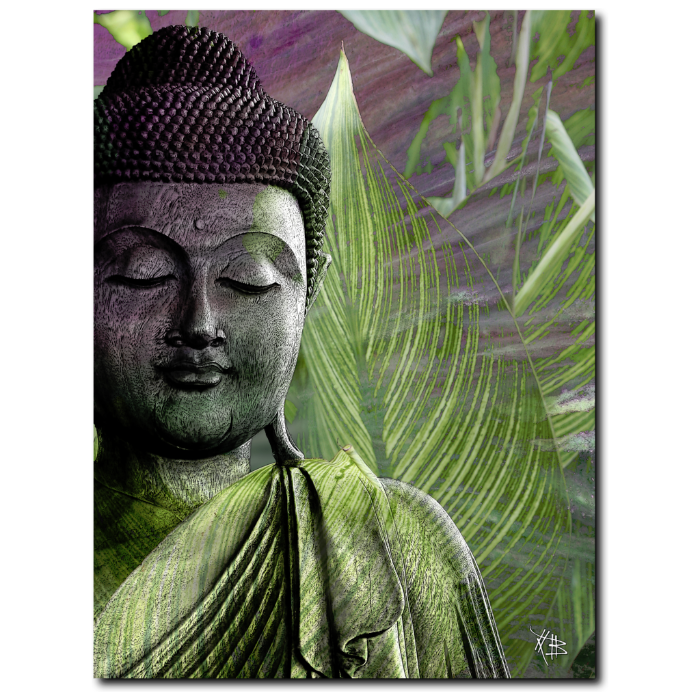 Green Leaf Buddha Premium Art Canvas - Meditation Vegetation - Premium Canvas Gallery Wrap - Fusion Idol Arts - New Mexico Artist Christopher Beikmann