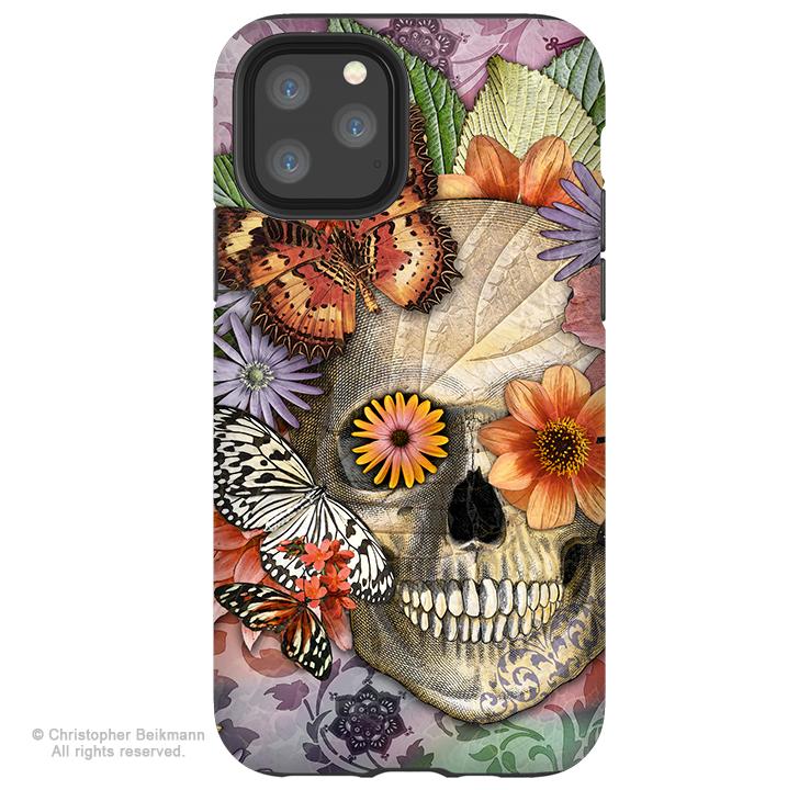 Butterfly Botaniskull - iPhone 11 / 11 Pro / 11 Pro Max Tough Case - Dual Layer Protection for Apple iPhone XI - Butterfly Floral Sugar Skull Case - iPhone 11 Tough Case - Fusion Idol Arts - New Mexico Artist Christopher Beikmann