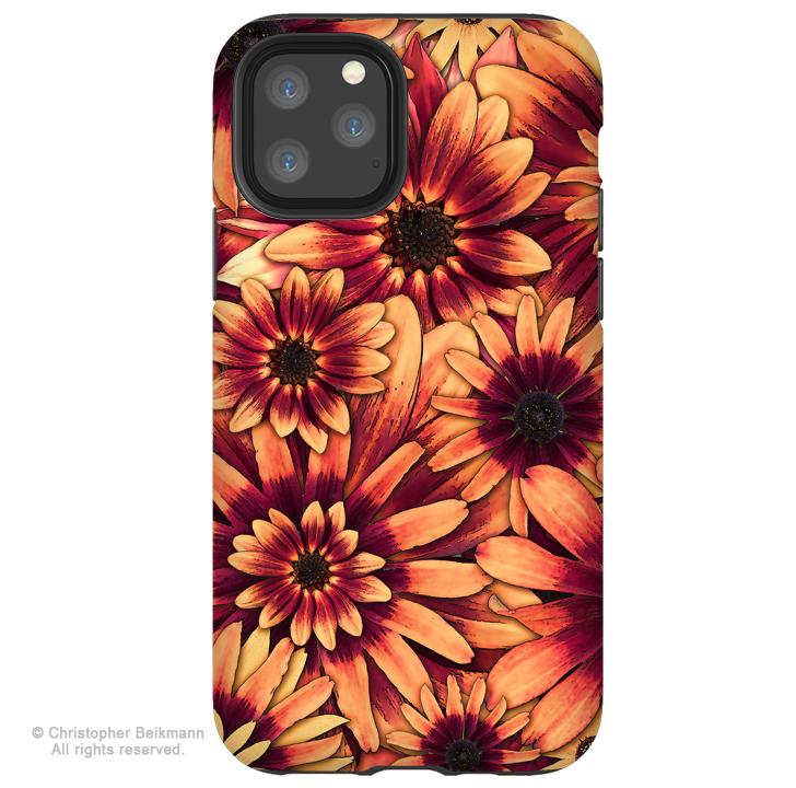 Fire Floret - Sunflower iPhone 11 / 11 Pro / 11 Pro Max Tough Case - Dual Layer Protection for Apple iPhone XI - Abstract Floral Art Case - iPhone 11 Tough Case - Fusion Idol Arts - New Mexico Artist Christopher Beikmann