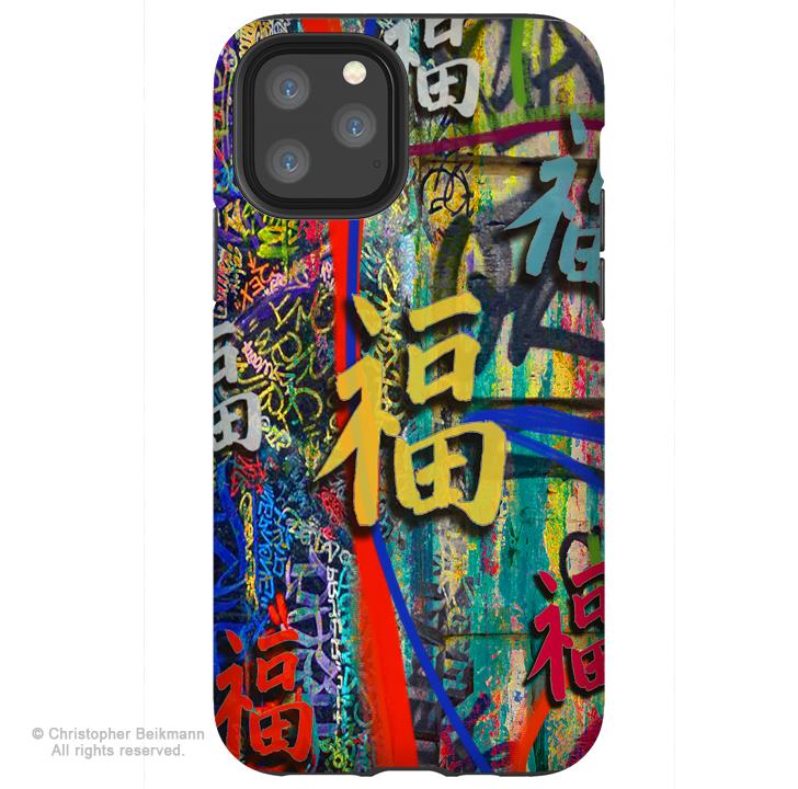 Good Fortune Graffiti - iPhone 12 / 12 Pro / 12 Pro Max / 12 Mini Tough Case - Dual Layer Protection for Apple iPhone XI - Colorful Chinese Good Fortune Case - iPhone 12 Tough Case - Fusion Idol Arts - New Mexico Artist Christopher Beikmann