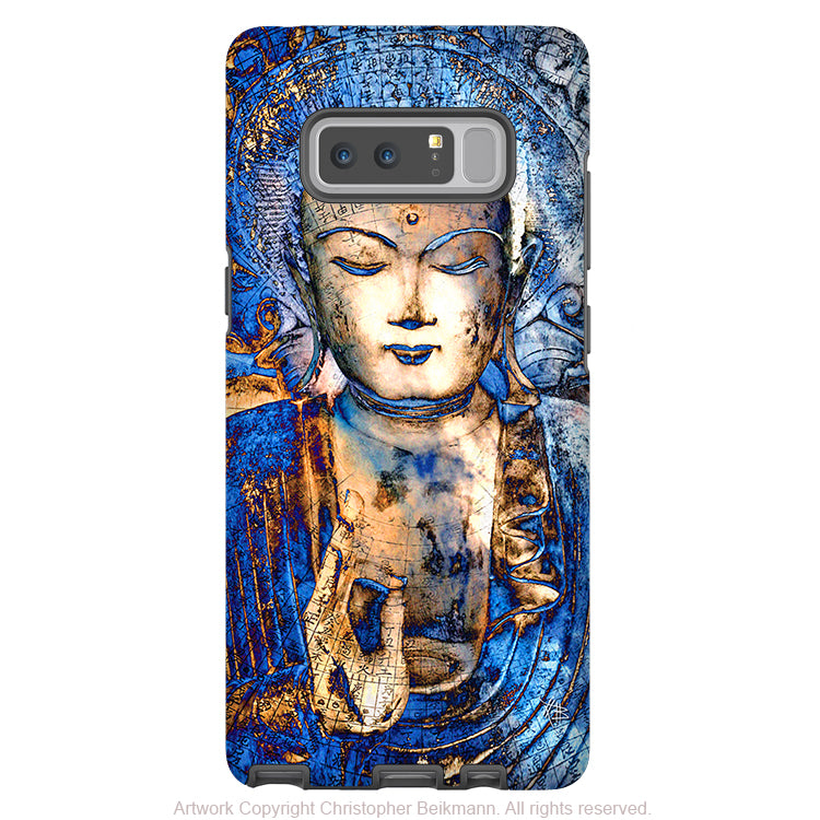Blue Buddha Galaxy Note 8 Tough Case - Dual Layer Zen Case for Samsung Galaxy Note 8 - Inner Guidance - Galaxy Note 8 Tough Case - Fusion Idol Arts - New Mexico Artist Christopher Beikmann