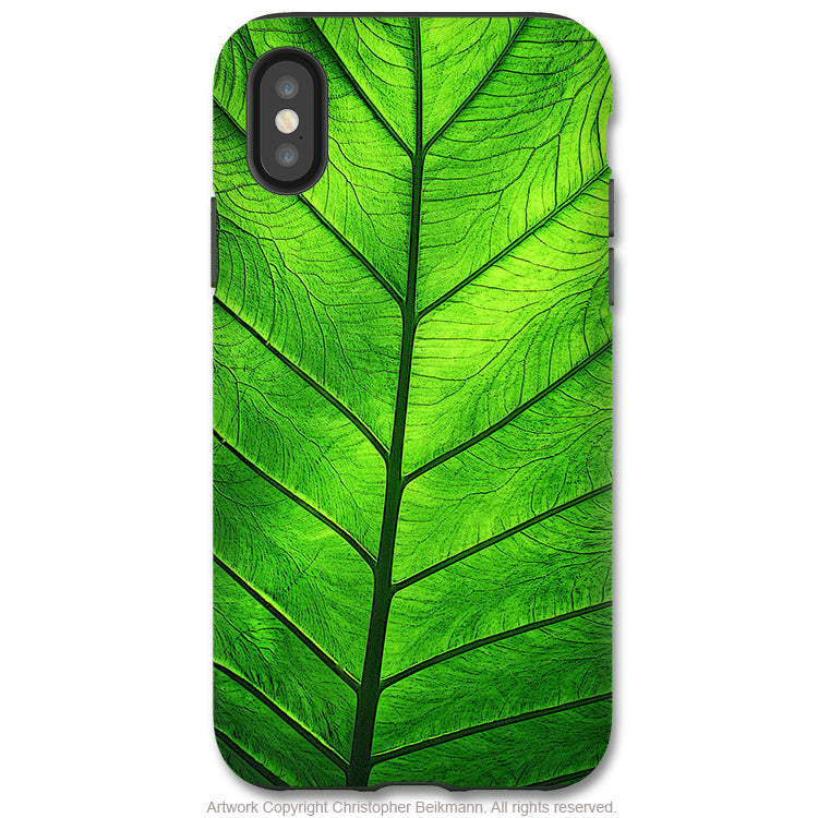 Leaf of Knowledge - iPhone X / XS / XS Max / XR Tough Case - Dual Layer Protection for Apple iPhone 10 - Green Leaf Art Case - iPhone X Tough Case - Fusion Idol Arts - New Mexico Artist Christopher Beikmann