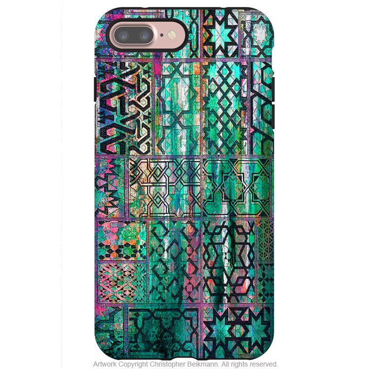 Moroccan Teal Abstract - Artistic iPhone 8 PLUS Tough Case - Dual Layer Protective Case - iPhone 8 Plus Tough Case - Fusion Idol Arts - New Mexico Artist Christopher Beikmann