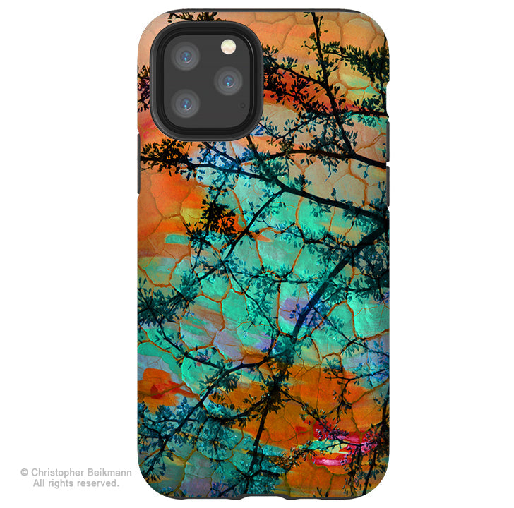 Southwest Sunset - iPhone 13 / 13 Pro / 13 Pro Max / 13 Mini Tough Case - Orange and Turquoise Abstract Art Case - iPhone 13 Tough Case - Fusion Idol Arts - New Mexico Artist Christopher Beikmann