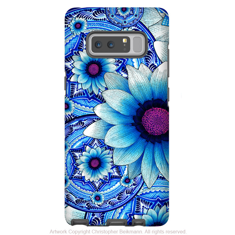 Blue Mexican Floral Galaxy Note 8 Tough Case - Dual Layer Protection - Talavera Alejandra - Paisley Case for Samsung Galaxy Note 8 - Galaxy Note 8 Tough Case - Fusion Idol Arts - New Mexico Artist Christopher Beikmann