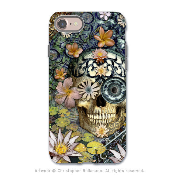 Floral Sugar Skull - Artistic iPhone 8 Tough Case - Dual Layer Protection - Bali Botaniskull - iPhone 8 Tough Case - Fusion Idol Arts - New Mexico Artist Christopher Beikmann