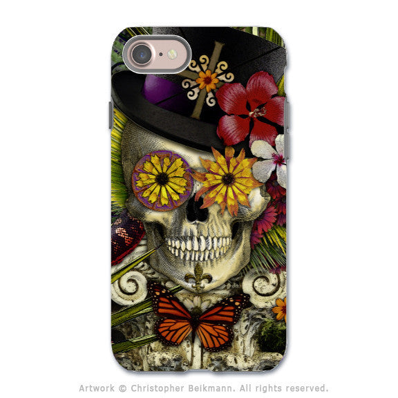 New Orleans Sugar Skull - Voodoo Baron iPhone 8 Tough Case - Dual Layer Protection - Baron in Bloom - iPhone 8 Tough Case - Fusion Idol Arts - New Mexico Artist Christopher Beikmann