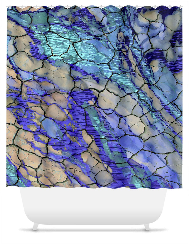 Desert Memories - Blue and Tan Abstract Shower Curtain - Shower Curtain - Fusion Idol Arts - New Mexico Artist Christopher Beikmann