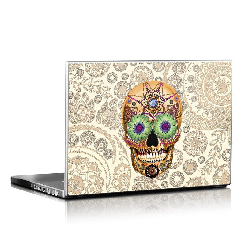 Sugar Skull Bone Paisley - Day of the Dead - Calavera / Skull Laptop Vinyl Skin Decal - Laptop Skin Decal - Fusion Idol Arts - New Mexico Artist Christopher Beikmann