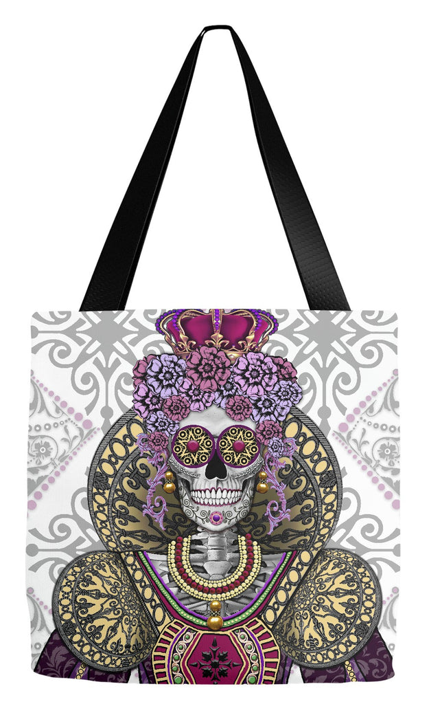 Renaissance Sugar Skull Queen Tote Bag - Mary Queen of Skulls - Tote Bag - Fusion Idol Arts - New Mexico Artist Christopher Beikmann