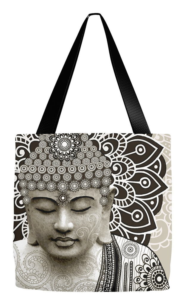Paisley Buddha Art Tote Bag - Meditation Mehndi - Tote Bag - Fusion Idol Arts - New Mexico Artist Christopher Beikmann