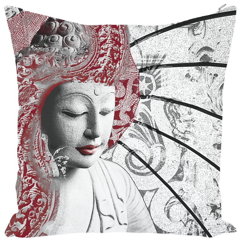 Bliss of Being - Red - Buddha Art Throw Pillow -  - Fusion Idol Arts - New Mexico Artist Christopher Beikmann