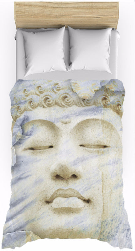 Tan and Blue Zen Buddha Duvet Cover - Inner Infinity - Duvet Cover - Fusion Idol Arts - New Mexico Artist Christopher Beikmann