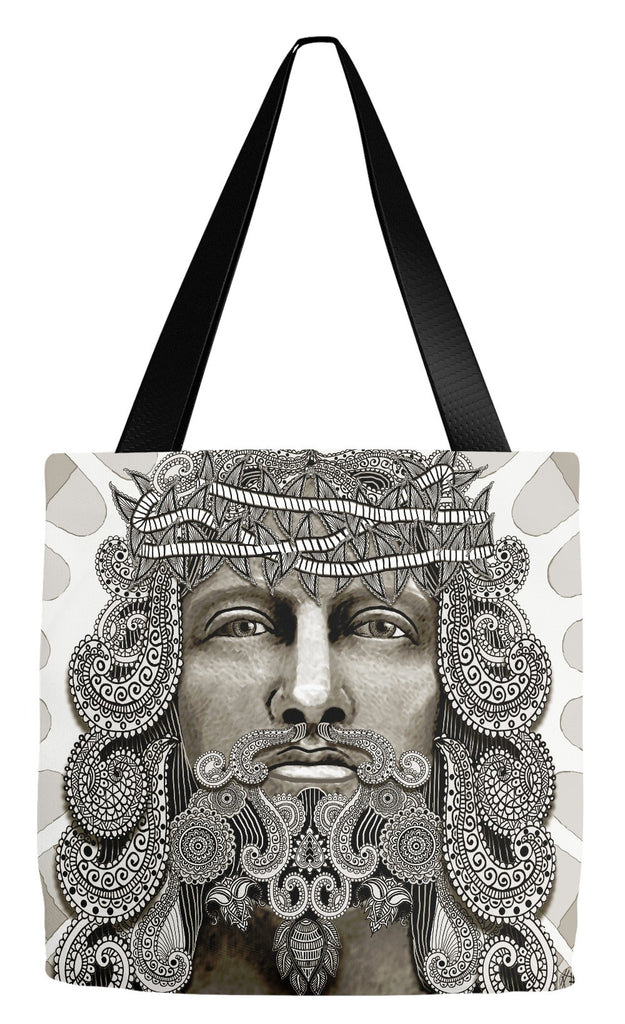 Paisley Jesus Art Tote Bag - Modern Christian Iconography - Reedemer - Tote Bag - Fusion Idol Arts - New Mexico Artist Christopher Beikmann