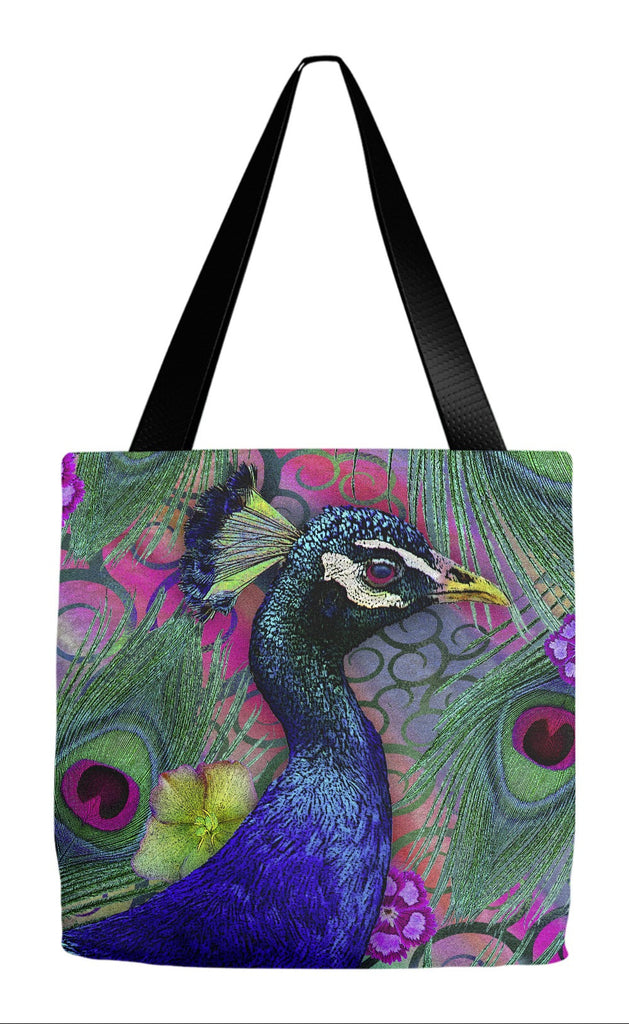 Peacock Colorful Floral Tote Bag - Nemali Dreams - Tote Bag - Fusion Idol Arts - New Mexico Artist Christopher Beikmann