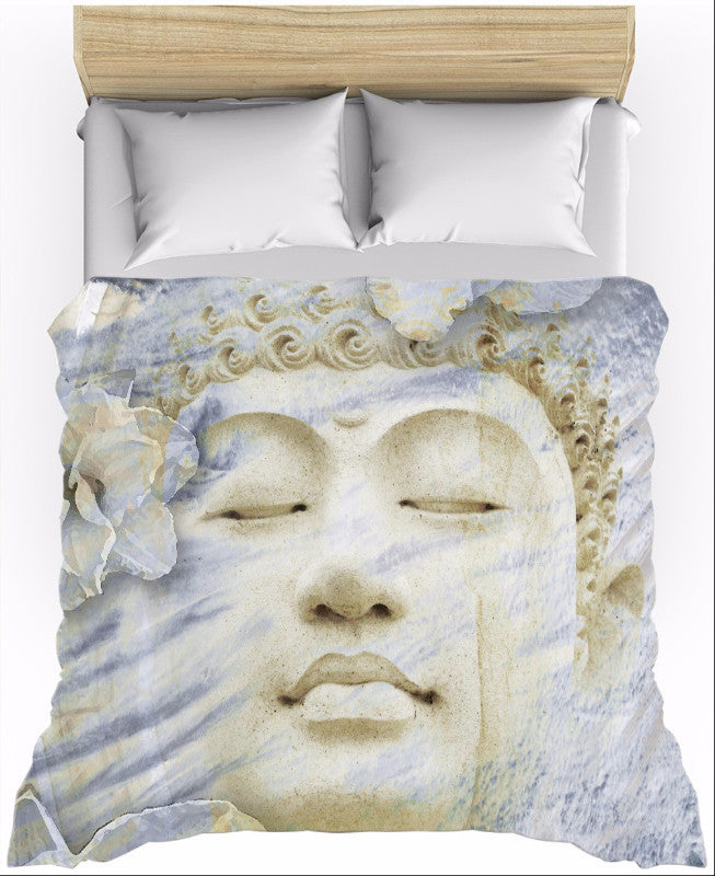 Tan and Blue Zen Buddha Duvet Cover - Inner Infinity - Duvet Cover - Fusion Idol Arts - New Mexico Artist Christopher Beikmann