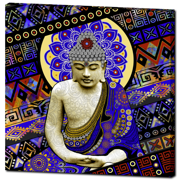 Colorful Tribal Buddha Art Canvas - Modern Buddha Artwork - Rhythm of My Mind - Premium Canvas Gallery Wrap - Fusion Idol Arts - New Mexico Artist Christopher Beikmann