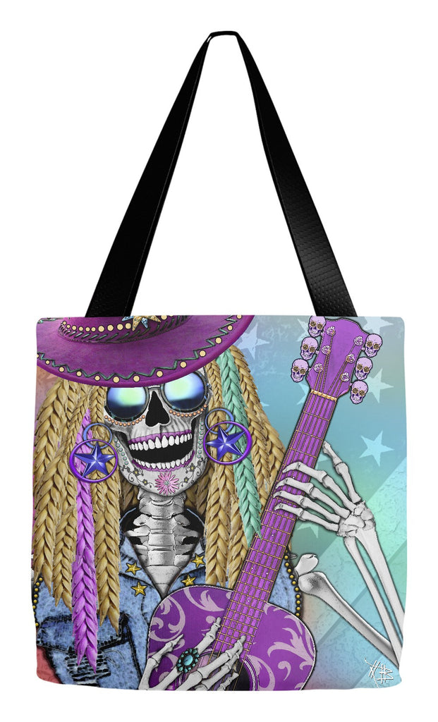 Country Girl Sugar Skull Tote Bag - Day of the Dead - Scary Underwood - Tote Bag - Fusion Idol Arts - New Mexico Artist Christopher Beikmann