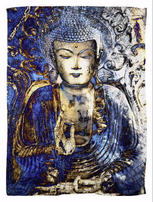 Blue Buddha Fleece Blanket - Inner Guidance - Fleece Blanket - Fusion Idol Arts - New Mexico Artist Christopher Beikmann