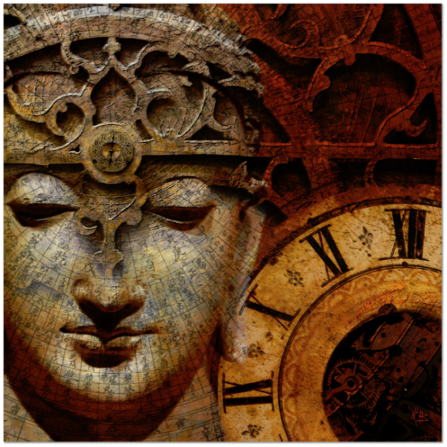 Esoteric Steampunk Buddha Art Canvas - The Illusion of Time - Premium Canvas Gallery Wrap - Fusion Idol Arts - New Mexico Artist Christopher Beikmann