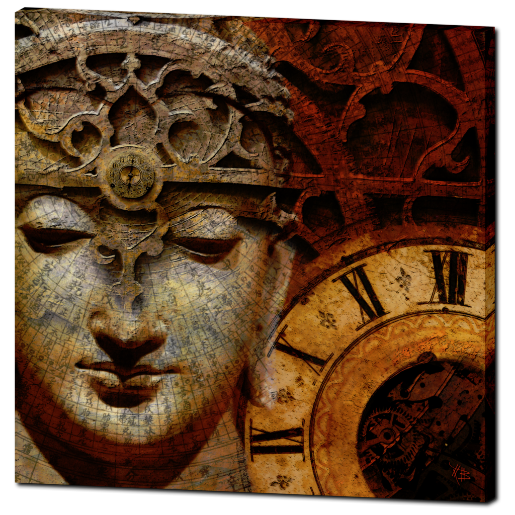 Esoteric Steampunk Buddha Art Canvas - The Illusion of Time - Premium Canvas Gallery Wrap - Fusion Idol Arts - New Mexico Artist Christopher Beikmann