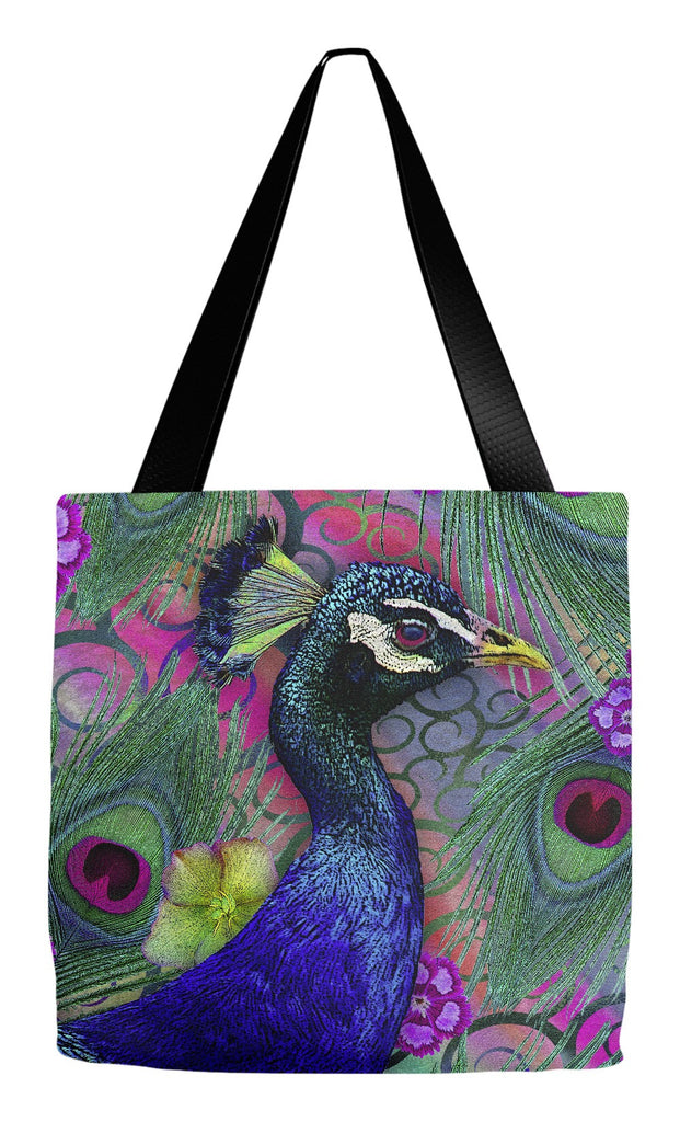 Peacock Colorful Floral Tote Bag - Nemali Dreams - Tote Bag - Fusion Idol Arts - New Mexico Artist Christopher Beikmann