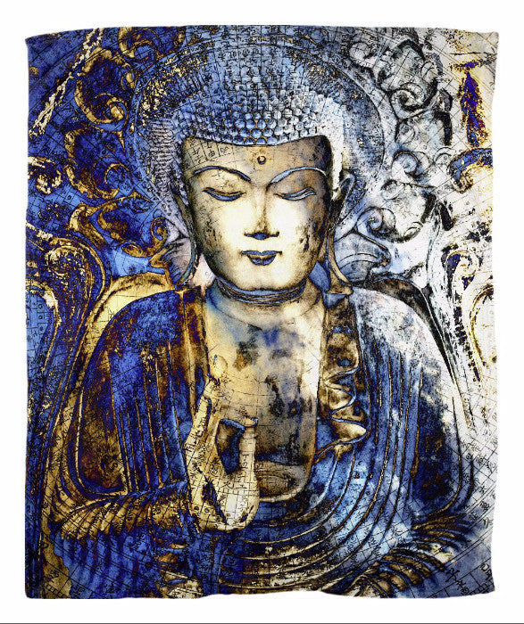 Blue Buddha Fleece Blanket - Inner Guidance - Fleece Blanket - Fusion Idol Arts - New Mexico Artist Christopher Beikmann