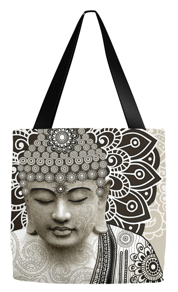 Paisley Buddha Art Tote Bag - Meditation Mehndi - Tote Bag - Fusion Idol Arts - New Mexico Artist Christopher Beikmann