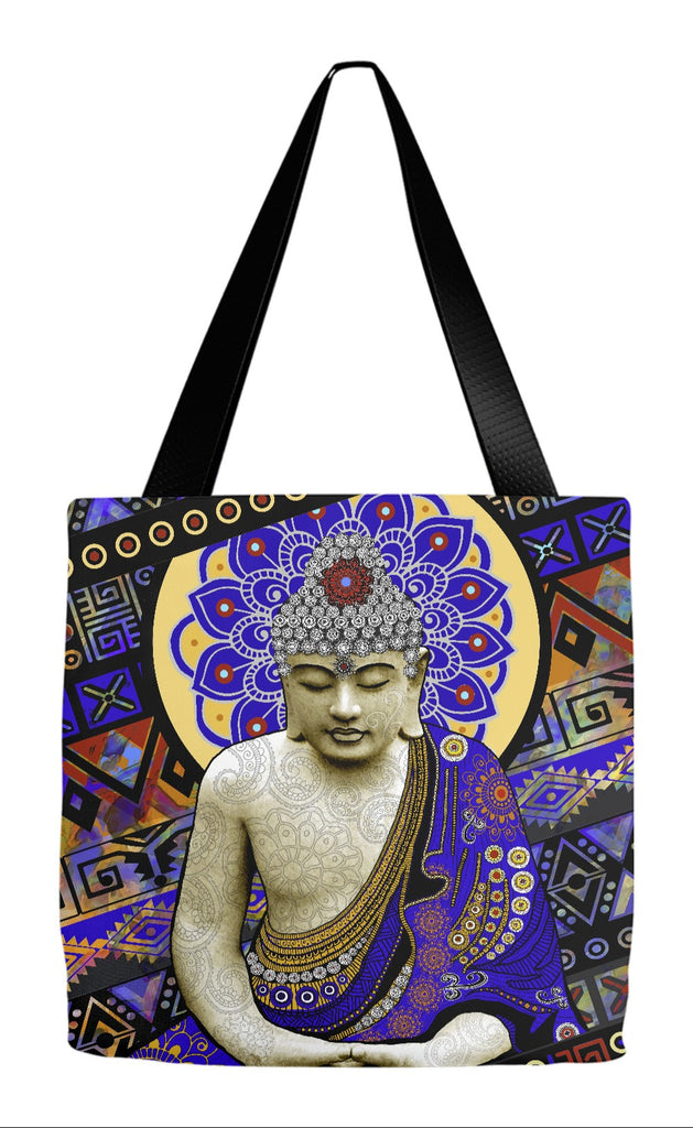 Colorful Tribal Buddha Tote Bag - Rhythm of My Mind - Tote Bag - Fusion Idol Arts - New Mexico Artist Christopher Beikmann
