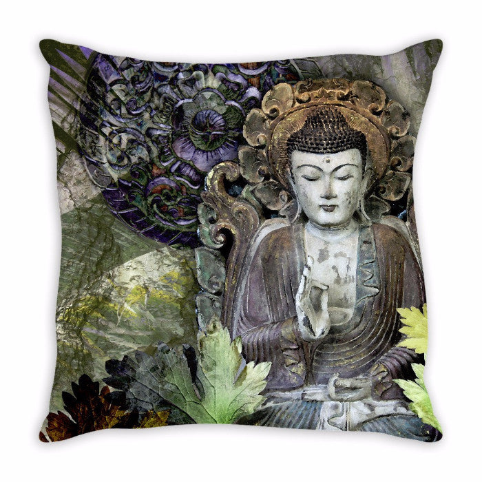 Fall Color Buddha Pillow - Autumn Wisdom - Throw Pillow - Fusion Idol Arts - New Mexico Artist Christopher Beikmann