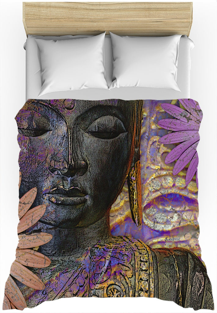 Floral Buddha Art Duvet Cover - Jewels of Wisdom - Duvet Cover - Fusion Idol Arts - New Mexico Artist Christopher Beikmann