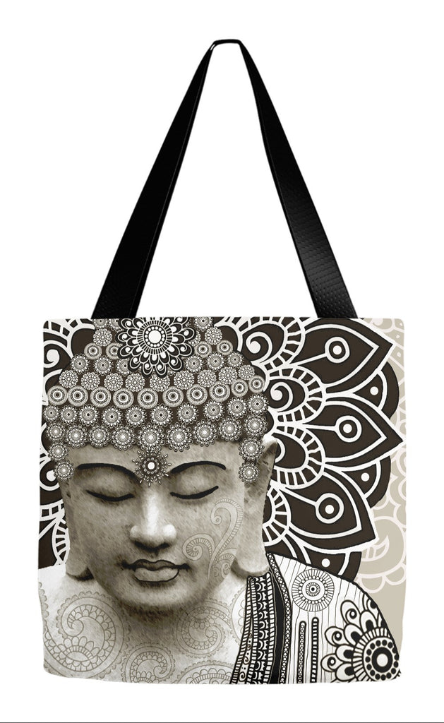 Paisley Buddha Art Tote Bag - Meditation Mehndi - Tote Bag - Fusion Idol Arts - New Mexico Artist Christopher Beikmann