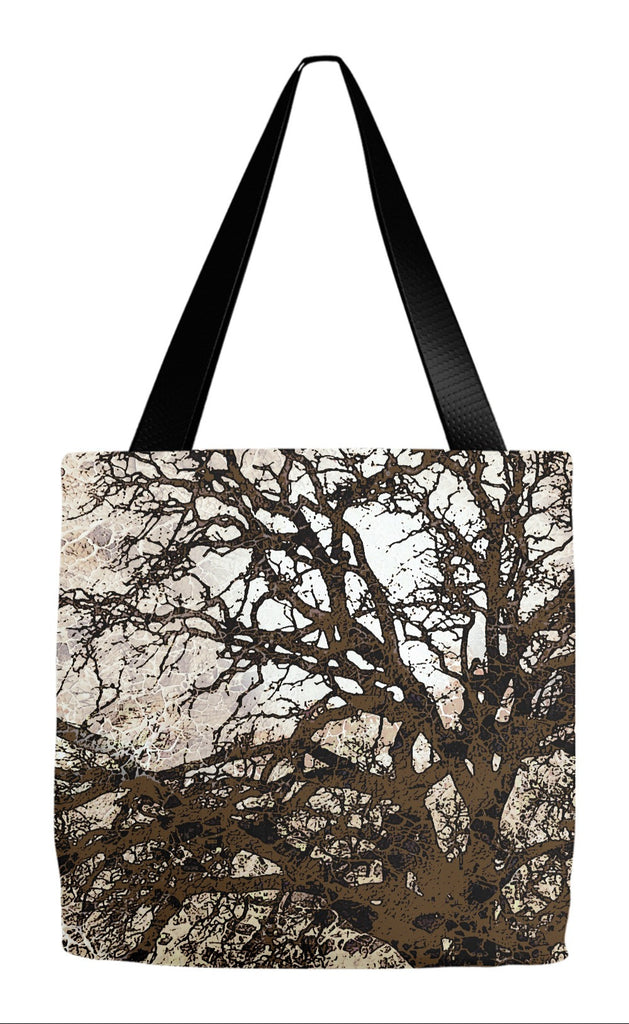 Brown Tree Silhouette Abstract Art Tote Bag - Autumn Moonlit Night - Tote Bag - Fusion Idol Arts - New Mexico Artist Christopher Beikmann