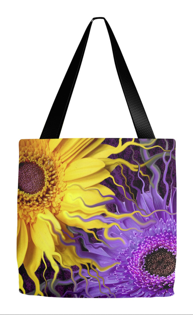 Purple and Yellow Daisy Art Tote Bag - Daisy Yin Daisy Yang - Tote Bag - Fusion Idol Arts - New Mexico Artist Christopher Beikmann