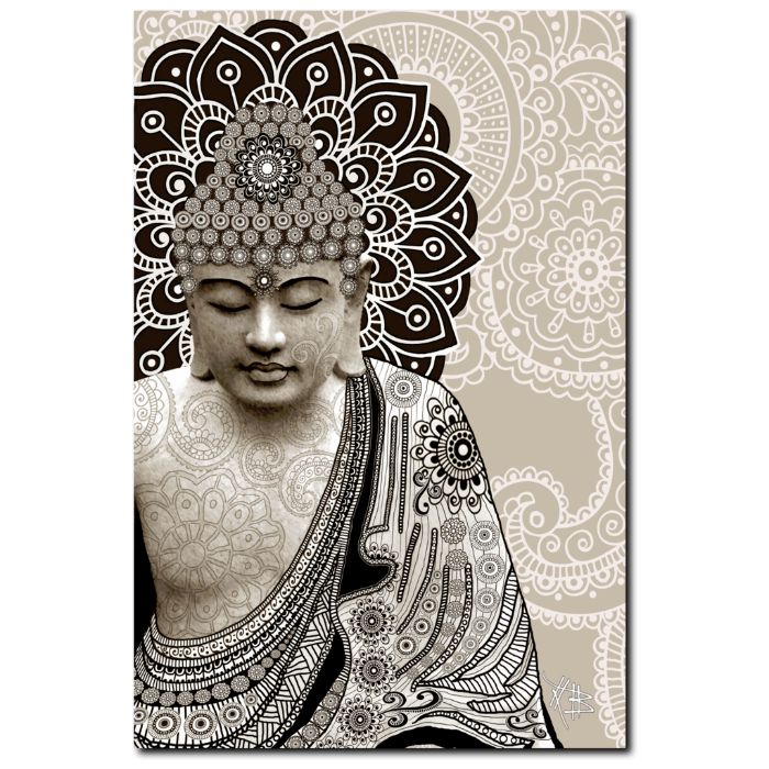 Tan Paisley Buddha - Canvas Art Print for Zen Decor - Meditation Mehndi - Premium Canvas Gallery Wrap - Fusion Idol Arts - New Mexico Artist Christopher Beikmann
