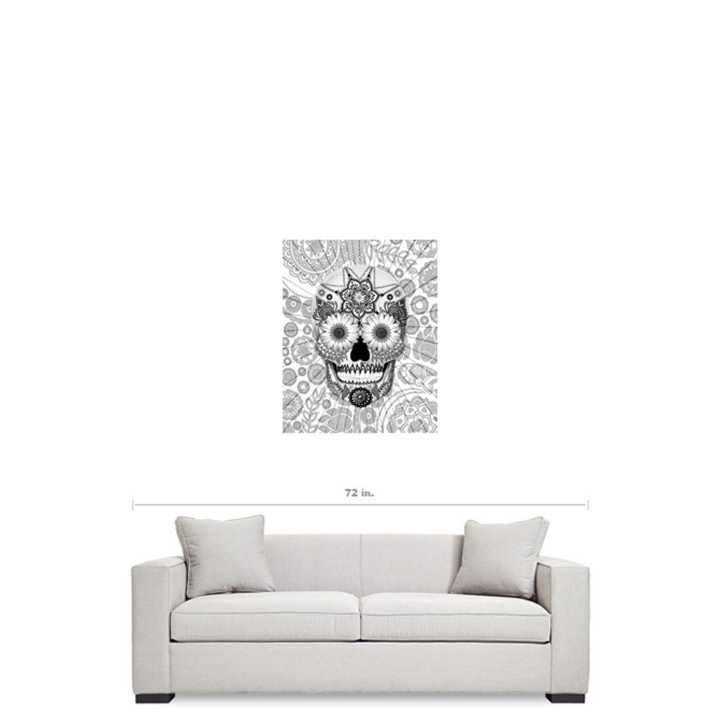 Black and White Paisley Day of the Dead Art Canvas - Sugar Skull Bleached Bones - Premium Canvas Gallery Wrap - Fusion Idol Arts - New Mexico Artist Christopher Beikmann