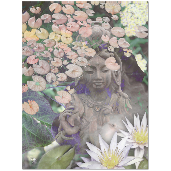 Pastel Kwan Yin Goddess and Lotus Flower Art Canvas - Reflections