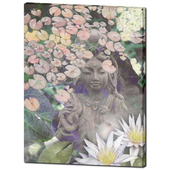 Pastel Kwan Yin Goddess and Lotus Flower Art Canvas - Reflections - Premium Canvas Gallery Wrap - Fusion Idol Arts - New Mexico Artist Christopher Beikmann