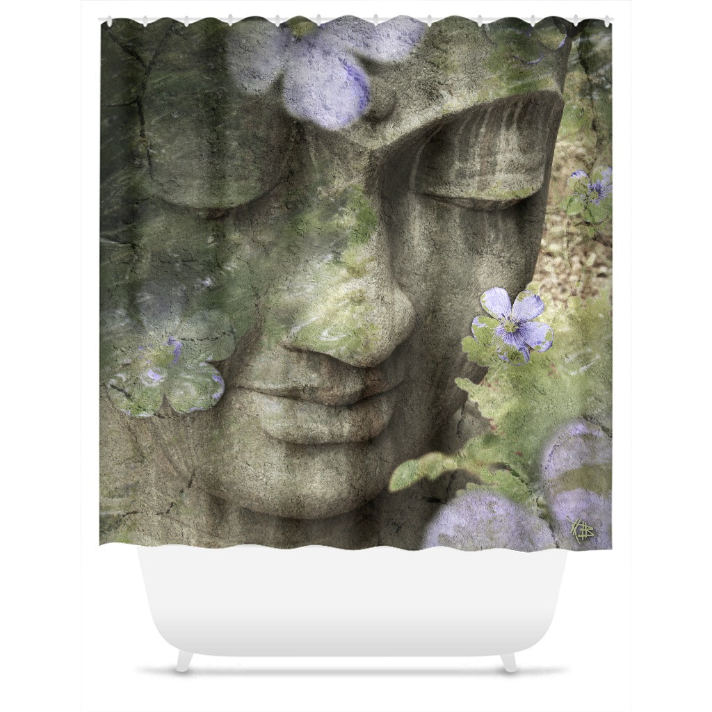 Sage Green Buddha Shower Curtain - Inner Tranquility -  - Fusion Idol Arts - New Mexico Artist Christopher Beikmann