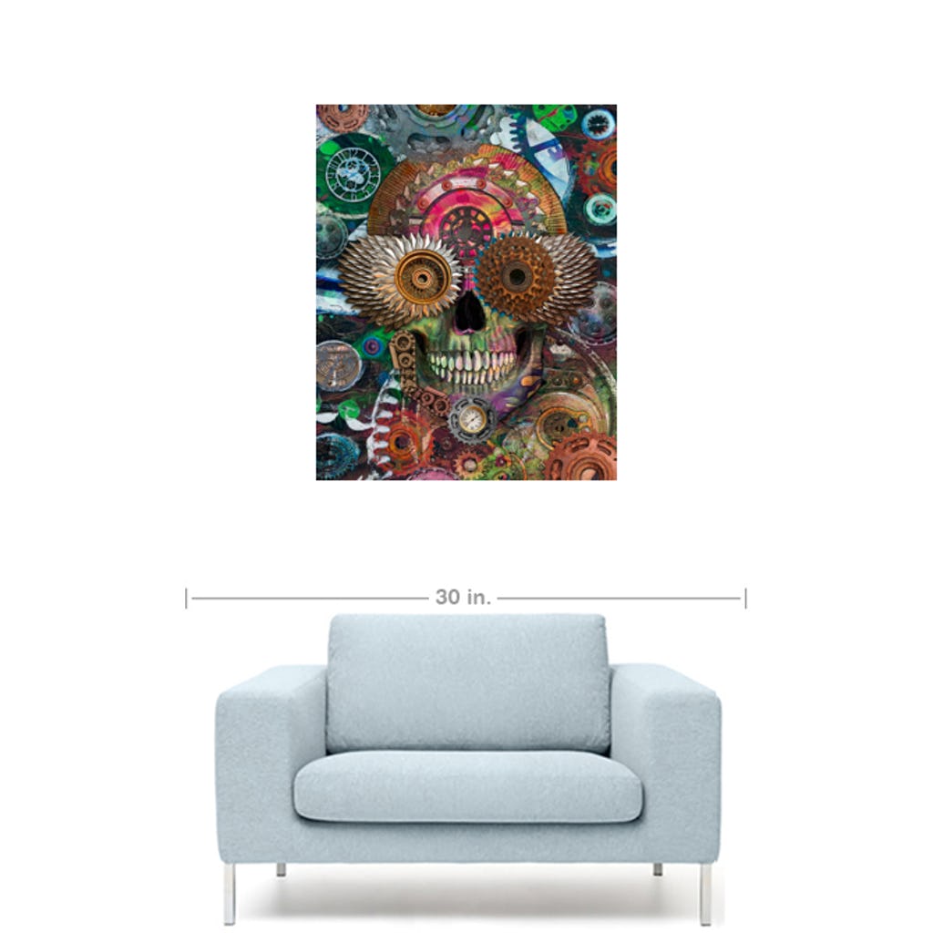 Steampunk Mechaniskull - Coggler's Sugar Skull Art Canvas Print - Premium Canvas Gallery Wrap - Fusion Idol Arts - New Mexico Artist Christopher Beikmann