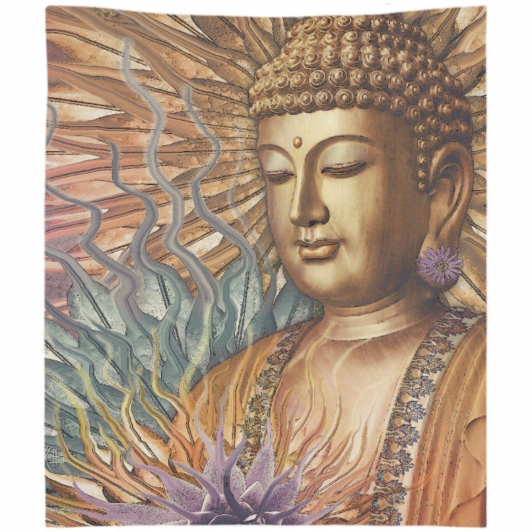 Buddha Tapestry - Orange, Teal and Lavender Buddhist Wall Hanging - Proliferation of Peace - Tapestry - Fusion Idol Arts - New Mexico Artist Christopher Beikmann