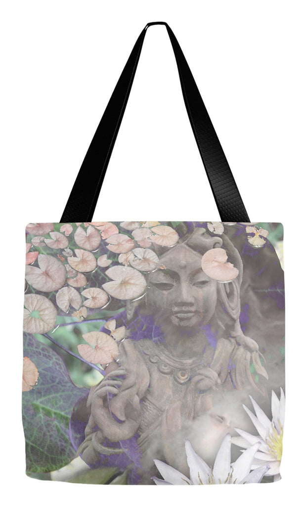 Pastel Goddess Kwan Yin Buddhist Art Tote Bag - Reflections - Tote Bag - Fusion Idol Arts - New Mexico Artist Christopher Beikmann