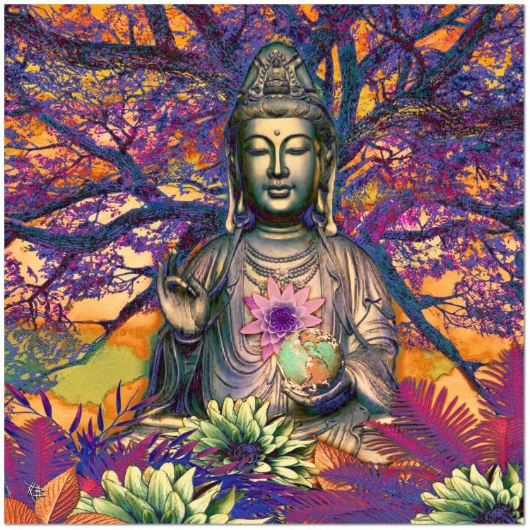Healing Nature - Kwan Yin Buddha Goddess Canvas Art Print - Premium Canvas Gallery Wrap - Fusion Idol Arts - New Mexico Artist Christopher Beikmann