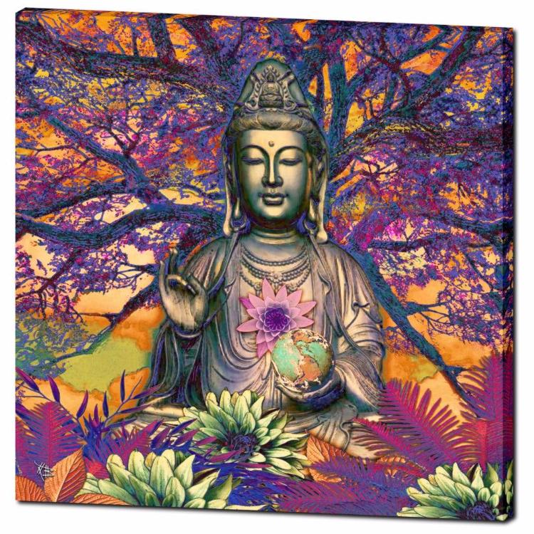 Healing Nature - Kwan Yin Buddha Goddess Canvas Art Print - Premium Canvas Gallery Wrap - Fusion Idol Arts - New Mexico Artist Christopher Beikmann