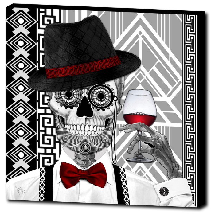 1920's Day of the Dead Sugar Skull Canvas Prints - Mr JD Vanderbone - Premium Canvas Gallery Wrap - Fusion Idol Arts - New Mexico Artist Christopher Beikmann