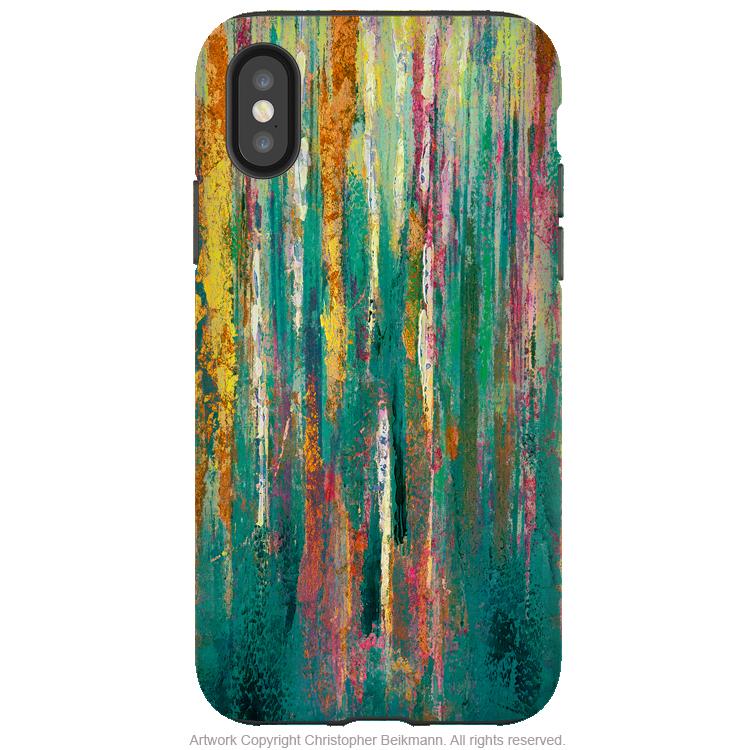 Green Abstractus - iPhone X / XS / XS Max / XR Tough Case - Dual Layer Protection for Apple iPhone 10 - Teal and Orange Abstract Art Case - iPhone X Tough Case - Fusion Idol Arts - New Mexico Artist Christopher Beikmann