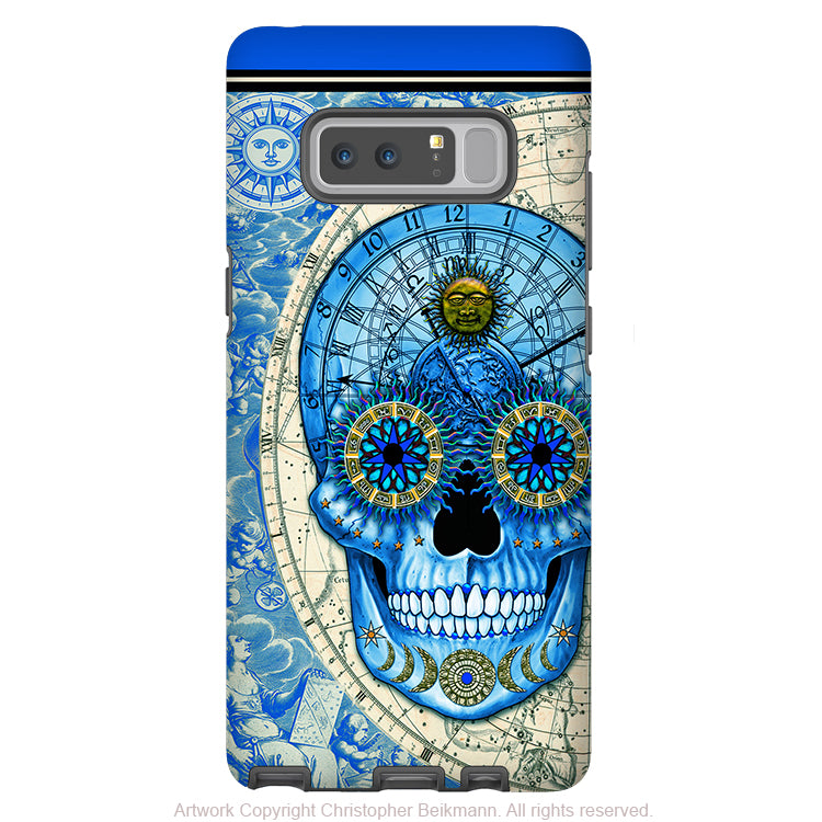 Astrology Sugar Skull Galaxy Note 8 Case - Astrologiskull - Blue Steampunk Sugar Skull Note 8 Tough Case - Galaxy Note 8 Tough Case - Fusion Idol Arts - New Mexico Artist Christopher Beikmann